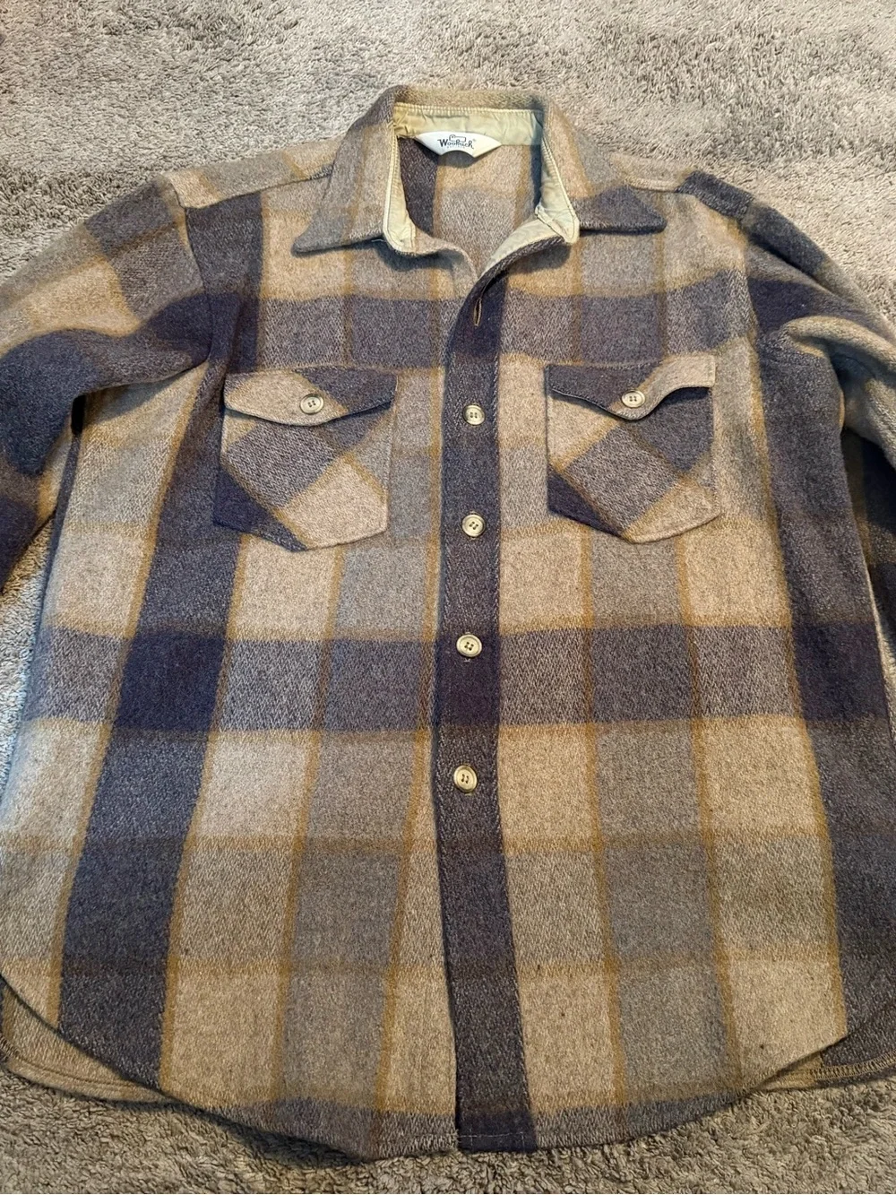 Woolrich Men's Plaid Shacket in Gray and Tan